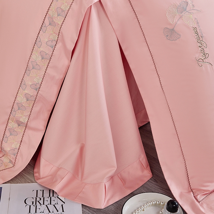 91家纺网 家纺一手货源 找家纺 浩情国际婚庆供货中心 2026新款160S春夏天丝棉高端刺绣系列四件套 银之杏-豆沙