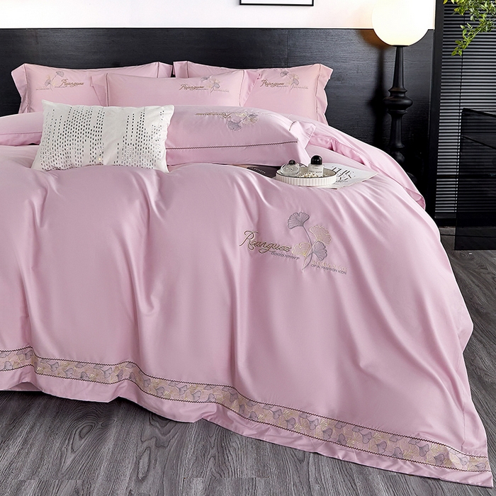 91家纺网 家纺一手货源 找家纺 浩情国际婚庆供货中心 2026新款160S春夏天丝棉高端刺绣系列四件套 银之杏-优雅紫