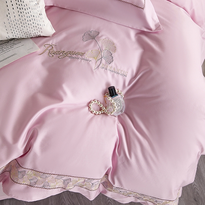 91家纺网 家纺一手货源 找家纺 浩情国际婚庆供货中心 2026新款160S春夏天丝棉高端刺绣系列四件套 银之杏-优雅紫