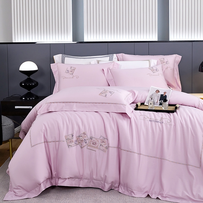 91家纺网 家纺一手货源 找家纺 浩情国际婚庆供货中心 2026新款160S春夏天丝棉高端刺绣系列四件套 诺兰-优雅紫