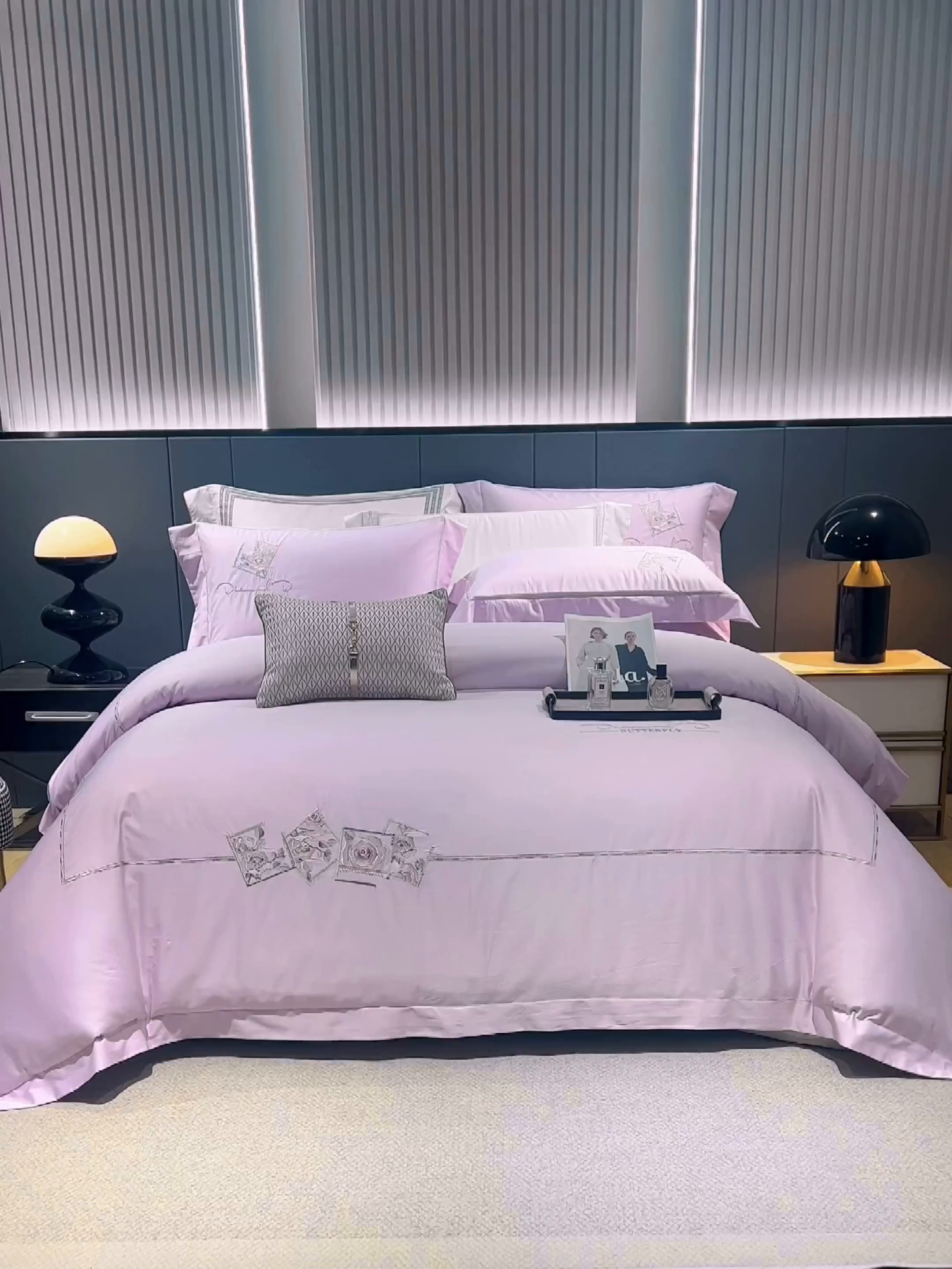 91家纺网 家纺一手货源 找家纺 浩情国际婚庆供货中心 2026新款160S春夏天丝棉高端刺绣系列四件套 诺兰-优雅紫