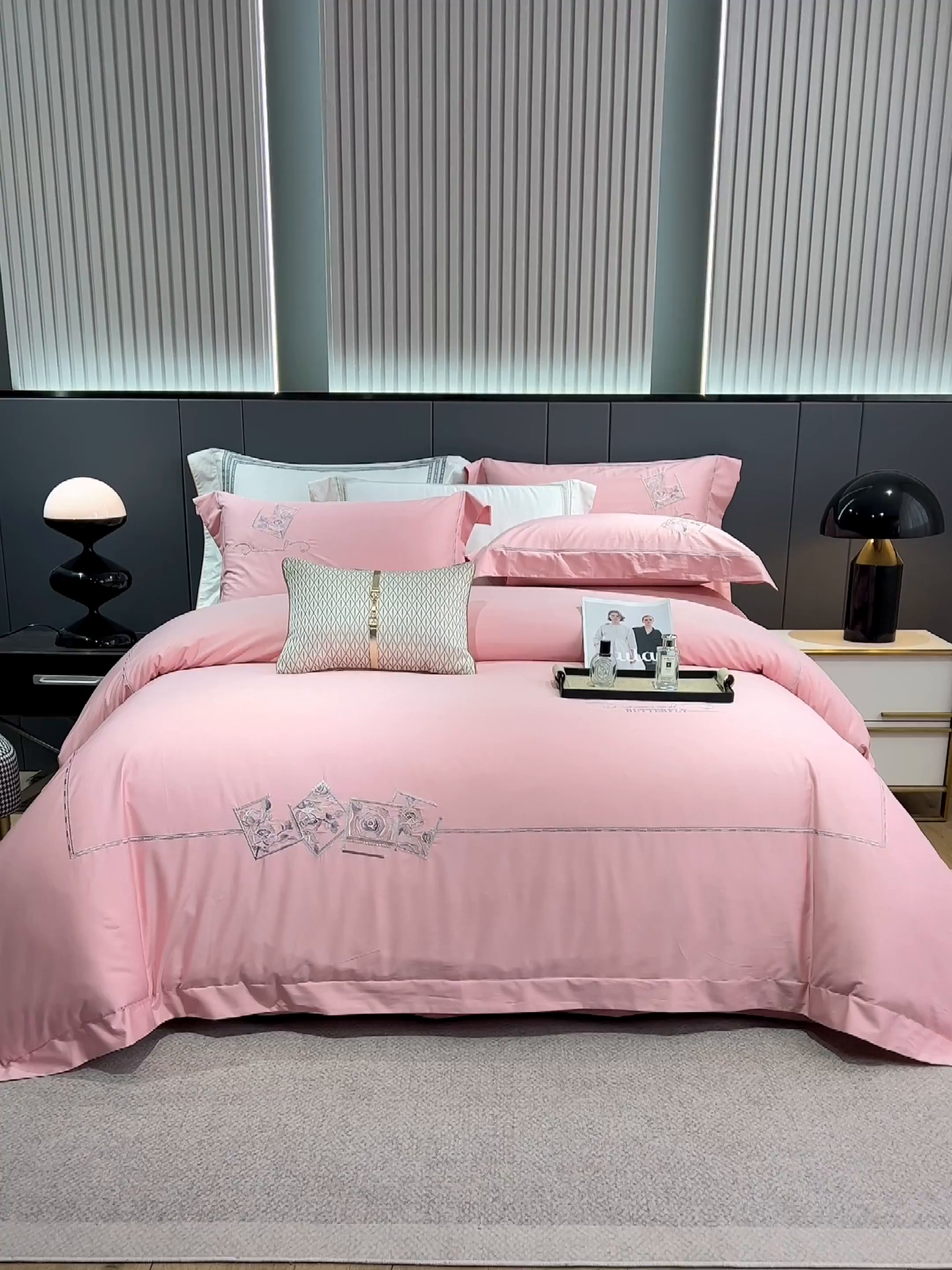 91家纺网 家纺一手货源 找家纺 （总）浩情国际婚庆供货中心 2026新款160S春夏天丝棉高端刺绣系列四件套