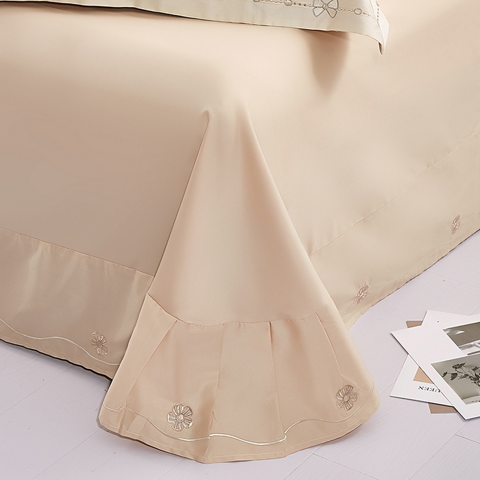 91家纺网 家纺一手货源 找家纺 浩情国际婚庆供货中心 2026新款180支长绒棉重工刺绣四件套 优雅主义-卡其