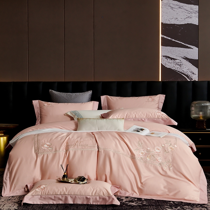 浩情国际婚庆供货中心 2026新款180支长绒棉重工刺绣四件套 玛格利特-桂花玉