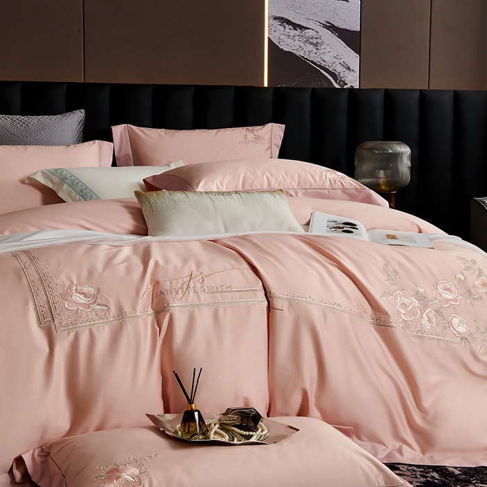 91家纺网 家纺一手货源 找家纺 浩情国际婚庆供货中心 2026新款180支长绒棉重工刺绣四件套 玛格利特-桂花玉