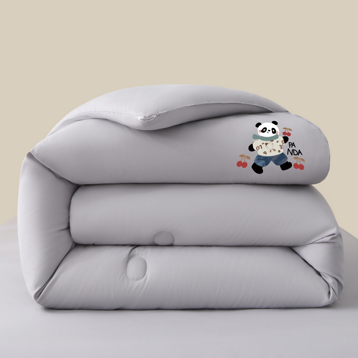 91家纺网 家纺一手货源 找家纺 瑶瑶家居 2025新款熊猫棉花被被子被芯 浅灰