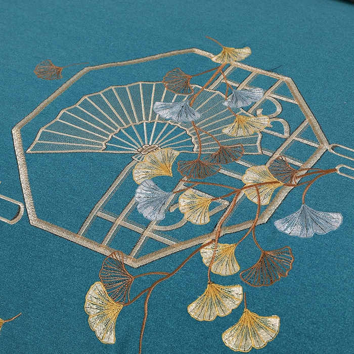 91家纺网 家纺一手货源 找家纺 浩情国际婚庆供货中心 2026四季新品120S全棉斜纹加厚磨毛高端刺绣四件套 维也纳-宝蓝