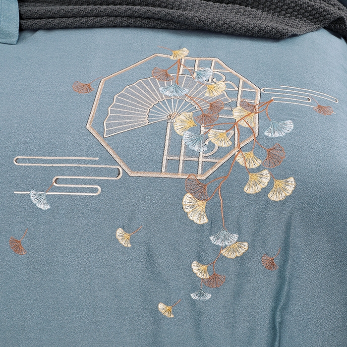 91家纺网 家纺一手货源 找家纺 浩情国际婚庆供货中心 2026四季新品120S全棉斜纹加厚磨毛高端刺绣四件套 维也纳-富贵银