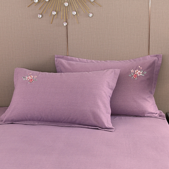 91家纺网 家纺一手货源 找家纺 浩情国际婚庆供货中心 2026四季新品120S全棉斜纹加厚磨毛高端刺绣四件套 浪漫樱花-浪漫紫