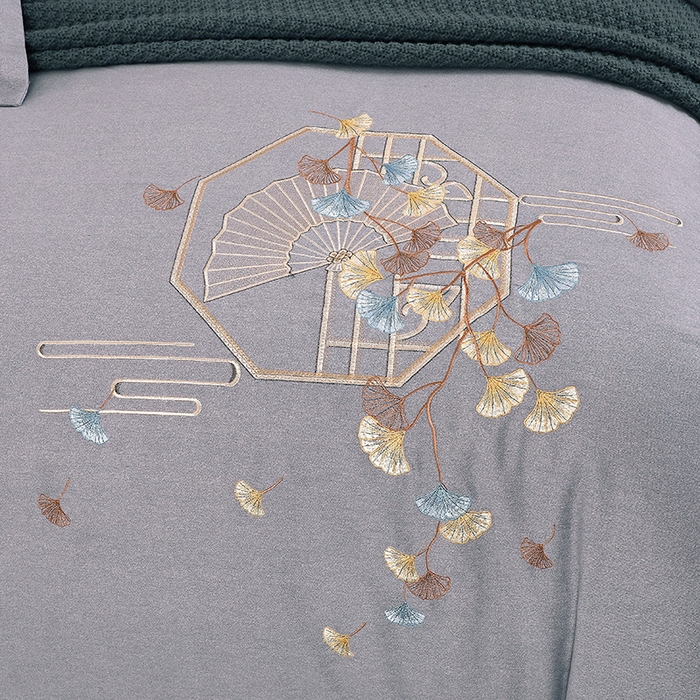 91家纺网 家纺一手货源 找家纺 浩情国际婚庆供货中心 2026四季新品120S全棉斜纹加厚磨毛高端刺绣四件套 维也纳-高级灰