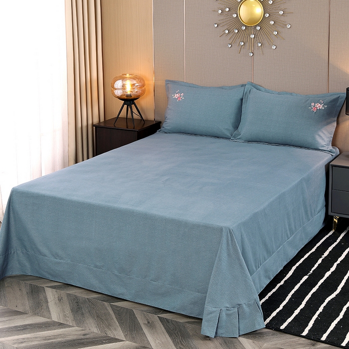 91家纺网 家纺一手货源 找家纺 浩情国际婚庆供货中心 2026四季新品120S全棉斜纹加厚磨毛高端刺绣四件套 浪漫樱花-富贵银