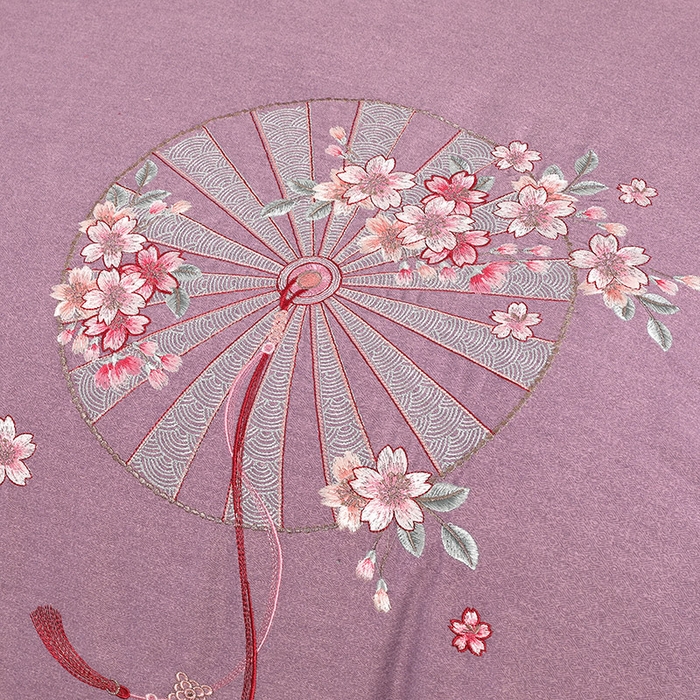 91家纺网 家纺一手货源 找家纺 浩情国际婚庆供货中心 2026四季新品120S全棉斜纹加厚磨毛高端刺绣四件套 浪漫樱花-浪漫紫