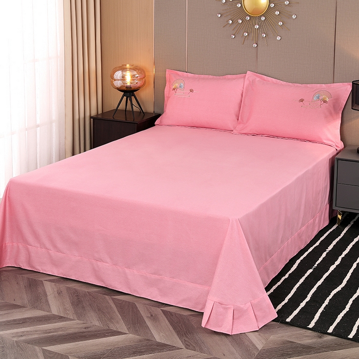 91家纺网 家纺一手货源 找家纺 浩情国际婚庆供货中心 2026四季新品120S全棉斜纹加厚磨毛高端刺绣四件套 维也纳-公主粉