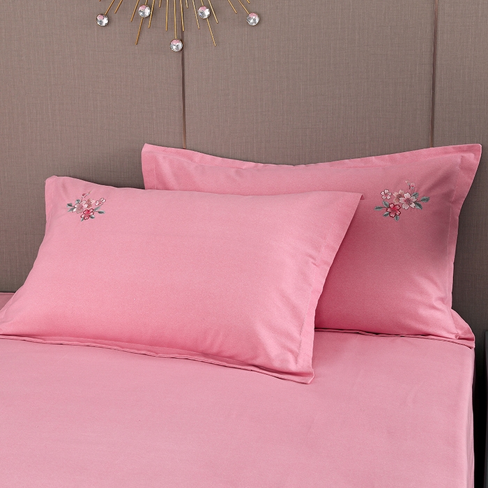 91家纺网 家纺一手货源 找家纺 浩情国际婚庆供货中心 2026四季新品120S全棉斜纹加厚磨毛高端刺绣四件套 浪漫樱花-公主粉