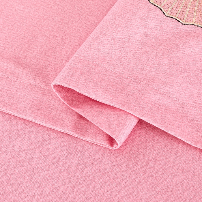 91家纺网 家纺一手货源 找家纺 浩情国际婚庆供货中心 2026四季新品120S全棉斜纹加厚磨毛高端刺绣四件套 浪漫樱花-公主粉