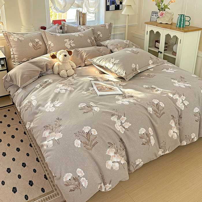 91家纺网 家纺一手货源 找家纺 曲之慕 2026新款全棉纯棉加厚喷气磨毛印花四件套 暖漾