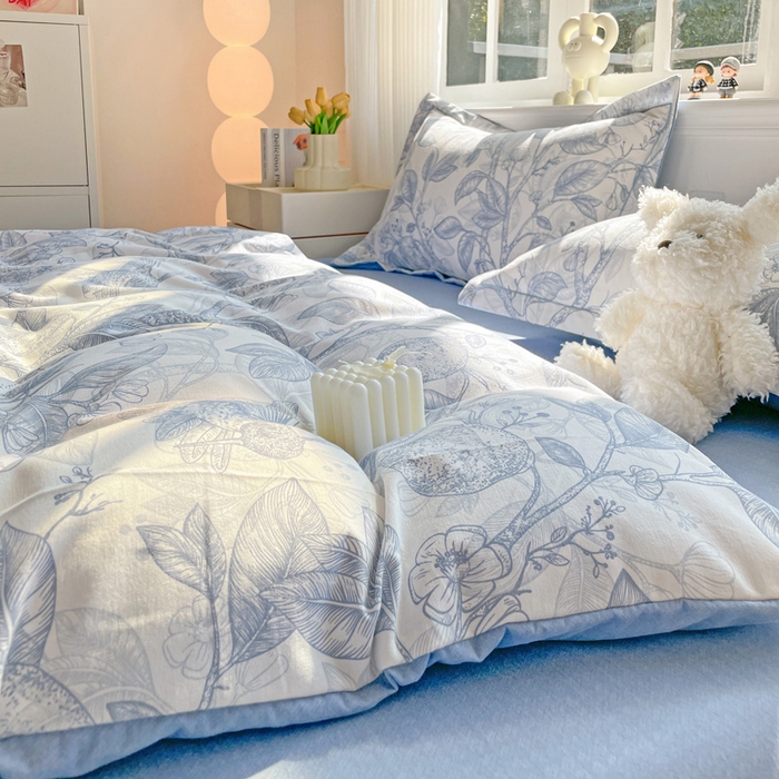 91家纺网 家纺一手货源 找家纺 曲之慕 2026新款全棉纯棉加厚喷气磨毛印花四件套 汀兰