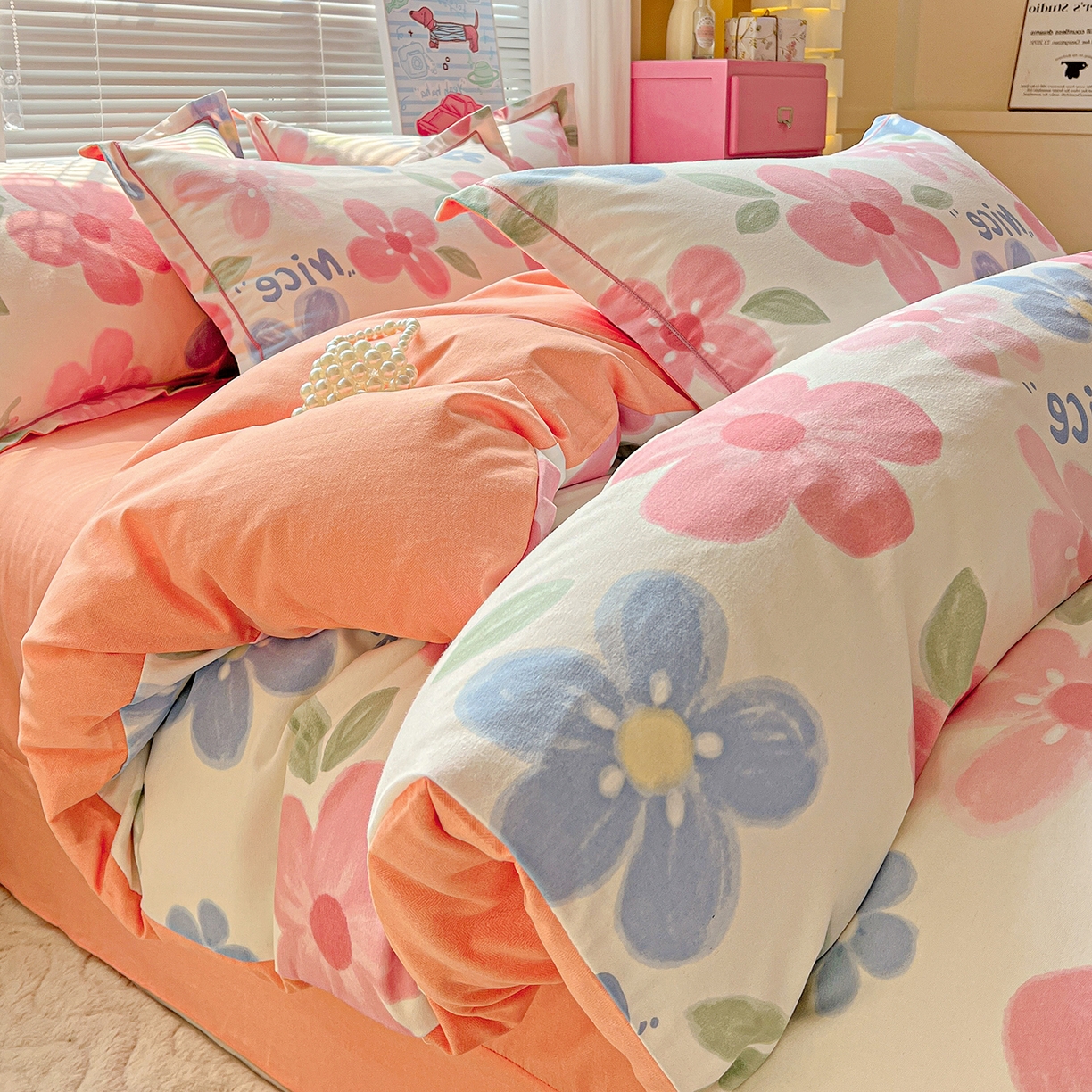 91家纺网 家纺一手货源 找家纺 （总）曲之慕 2026新款全棉纯棉加厚喷气磨毛印花四件套