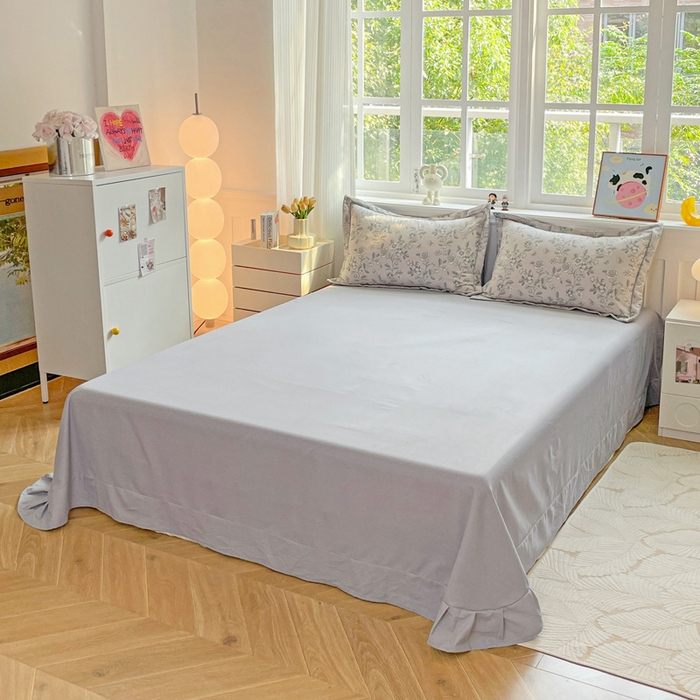 91家纺网 家纺一手货源 找家纺 曲之慕 2026新款全棉纯棉加厚喷气磨毛印花四件套 啬园