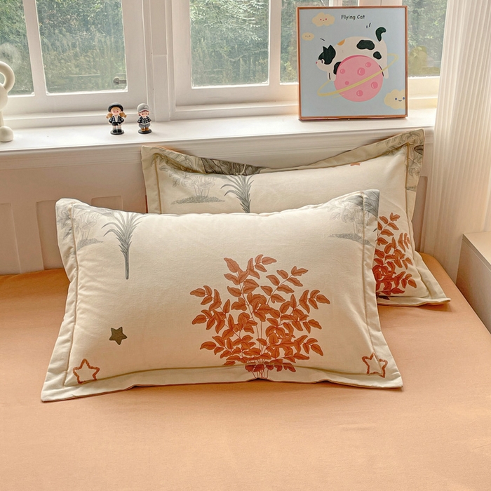 91家纺网 家纺一手货源 找家纺 曲之慕 2026新款全棉纯棉加厚喷气磨毛印花四件套 浅香