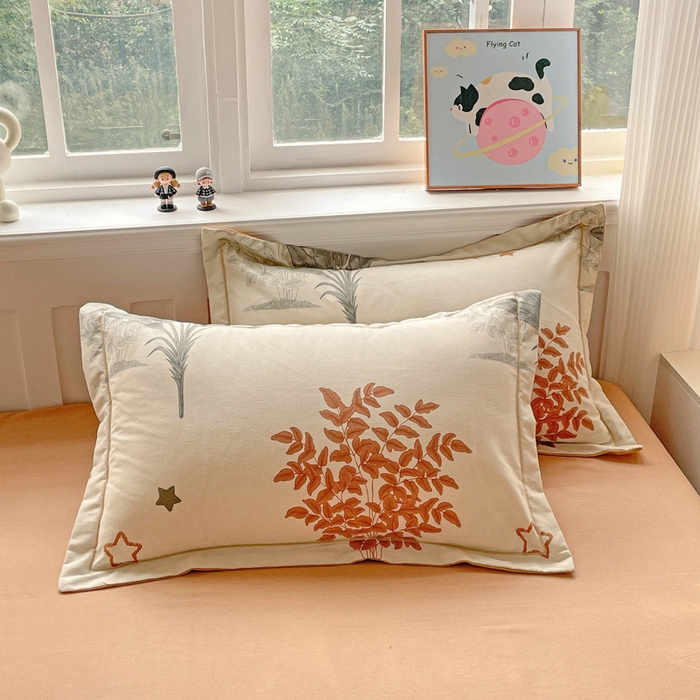 91家纺网 家纺一手货源 找家纺 曲之慕 2026新款全棉纯棉加厚喷气磨毛印花四件套 浅香