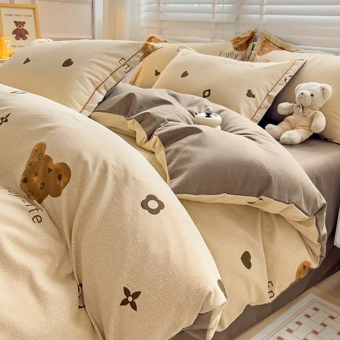 91家纺网 家纺一手货源 找家纺 （总）曲之慕 2026新款全棉纯棉加厚喷气磨毛印花四件套