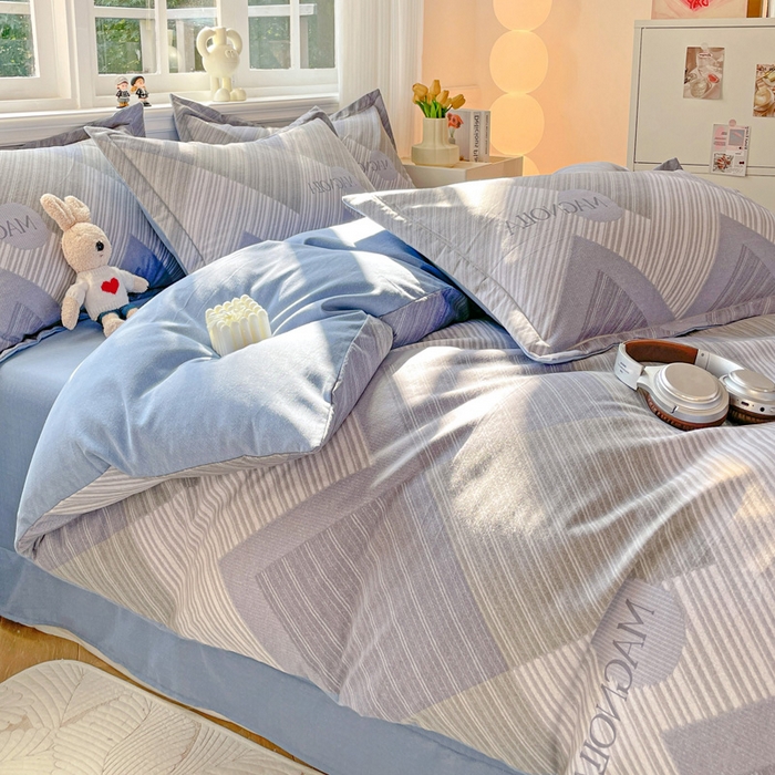 91家纺网 家纺一手货源 找家纺 曲之慕 2026新款全棉纯棉加厚喷气磨毛印花四件套 费洛斯