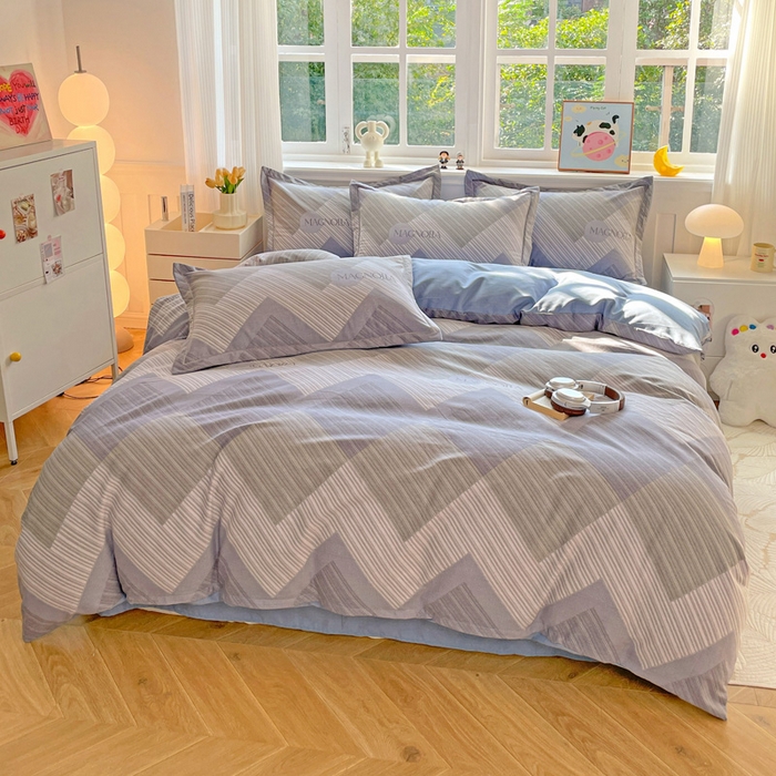 91家纺网 家纺一手货源 找家纺 曲之慕 2026新款全棉纯棉加厚喷气磨毛印花四件套 费洛斯