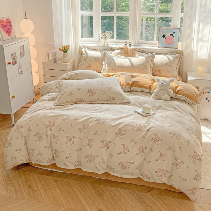 91家纺网 家纺一手货源 找家纺 曲之慕 2026新款全棉纯棉加厚喷气磨毛印花四件套 云梦泽