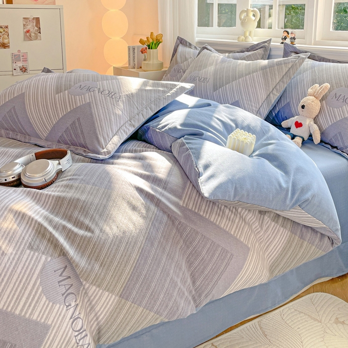 91家纺网 家纺一手货源 找家纺 曲之慕 2026新款全棉纯棉加厚喷气磨毛印花四件套 费洛斯