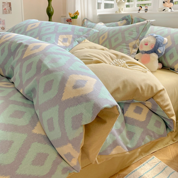 91家纺网 家纺一手货源 找家纺 （总）曲之慕 2026新款全棉纯棉加厚喷气磨毛印花四件套