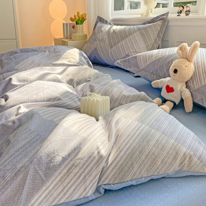 91家纺网 家纺一手货源 找家纺 曲之慕 2026新款全棉纯棉加厚喷气磨毛印花四件套 费洛斯