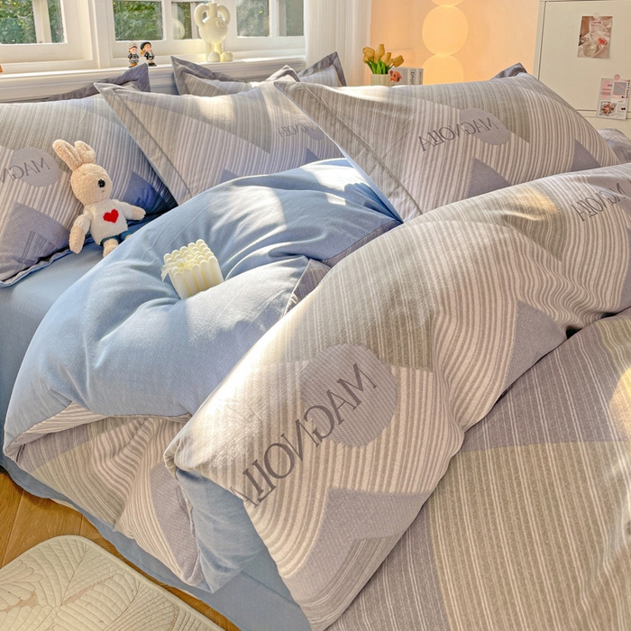 91家纺网 家纺一手货源 找家纺 曲之慕 2026新款全棉纯棉加厚喷气磨毛印花四件套 费洛斯