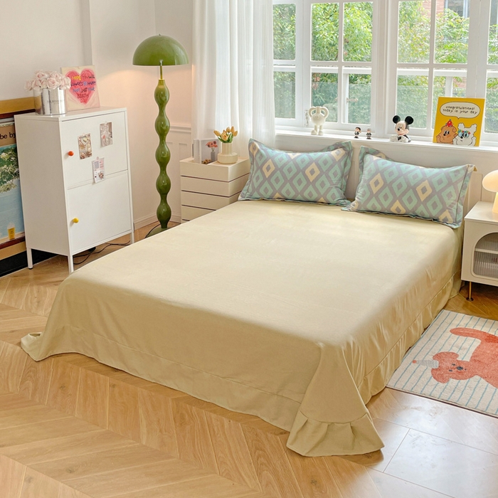 91家纺网 家纺一手货源 找家纺 曲之慕 2026新款全棉纯棉加厚喷气磨毛印花四件套 空间