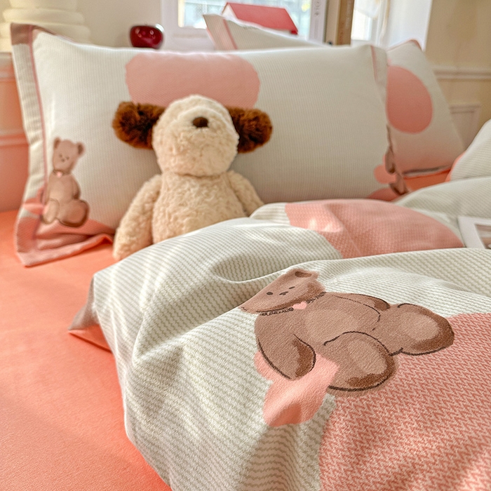 91家纺网 家纺一手货源 找家纺 曲之慕 2026新款全棉纯棉加厚喷气磨毛印花四件套 青枝语