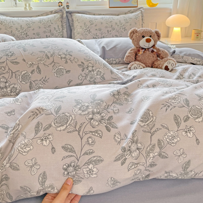 91家纺网 家纺一手货源 找家纺 曲之慕 2026新款全棉纯棉加厚喷气磨毛印花四件套 啬园