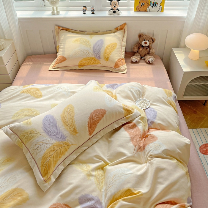 91家纺网 家纺一手货源 找家纺 曲之慕 2026新款全棉纯棉加厚喷气磨毛印花四件套 晚秋