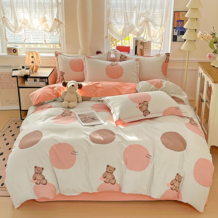 91家纺网 家纺一手货源 找家纺 曲之慕 2026新款全棉纯棉加厚喷气磨毛印花四件套 青枝语