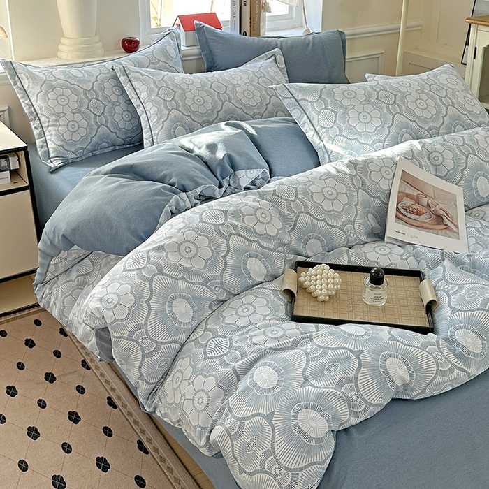 91家纺网 家纺一手货源 找家纺 曲之慕 2026新款全棉纯棉加厚喷气磨毛印花四件套 絮语