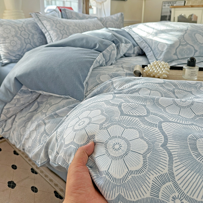 91家纺网 家纺一手货源 找家纺 曲之慕 2026新款全棉纯棉加厚喷气磨毛印花四件套 絮语