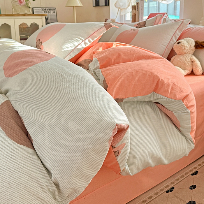 曲之慕 2026新款全棉纯棉加厚喷气磨毛印花四件套 青枝语