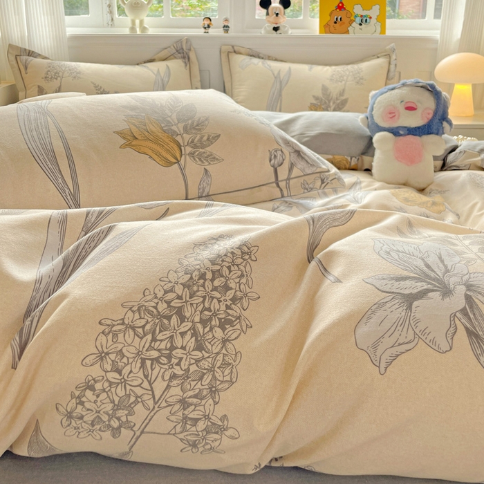 91家纺网 家纺一手货源 找家纺 曲之慕 2026新款全棉纯棉加厚喷气磨毛印花四件套 幽羽