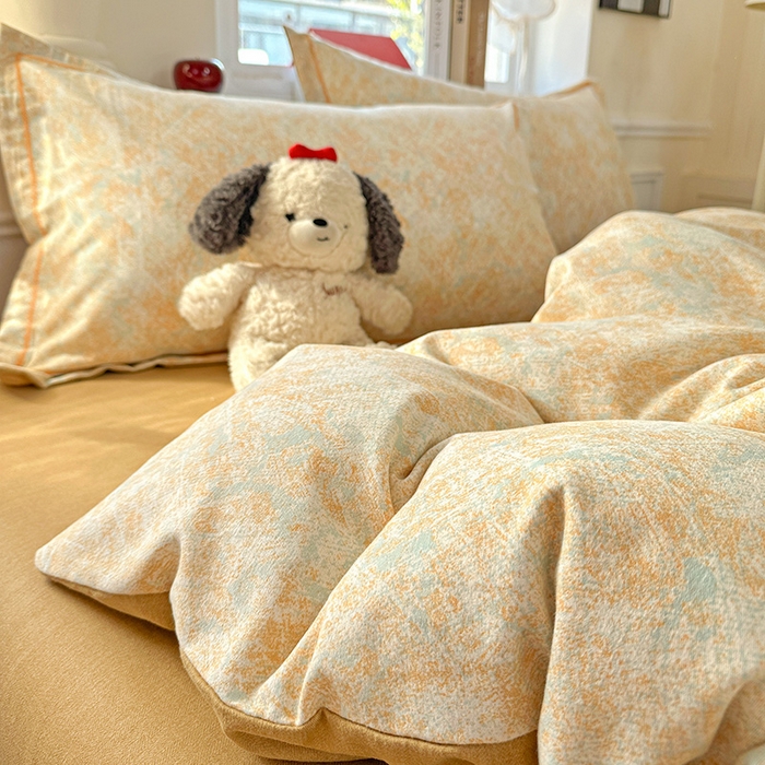 91家纺网 家纺一手货源 找家纺 曲之慕 2026新款全棉纯棉加厚喷气磨毛印花四件套 柔晖