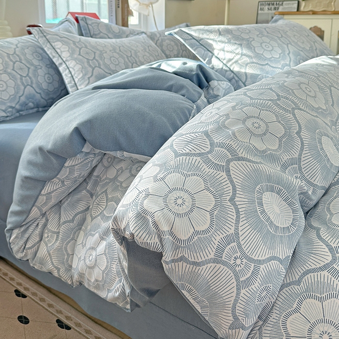 91家纺网 家纺一手货源 找家纺 曲之慕 2026新款全棉纯棉加厚喷气磨毛印花四件套 絮语