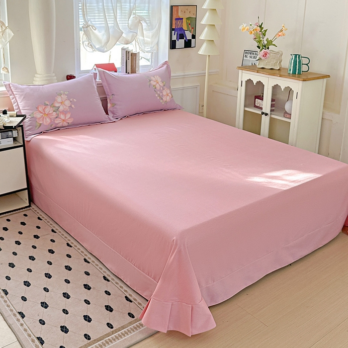 91家纺网 家纺一手货源 找家纺 曲之慕 2026新款全棉纯棉加厚喷气磨毛印花四件套 紫韵