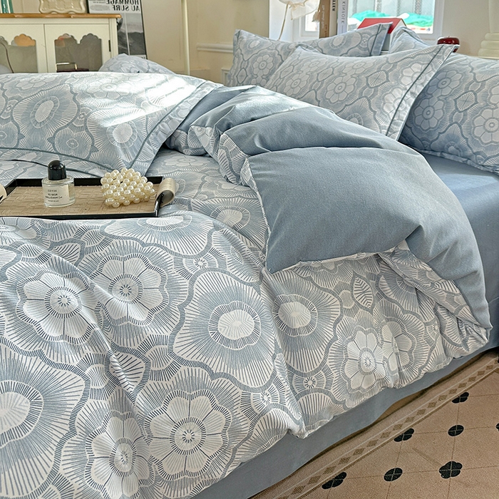 91家纺网 家纺一手货源 找家纺 曲之慕 2026新款全棉纯棉加厚喷气磨毛印花四件套 絮语