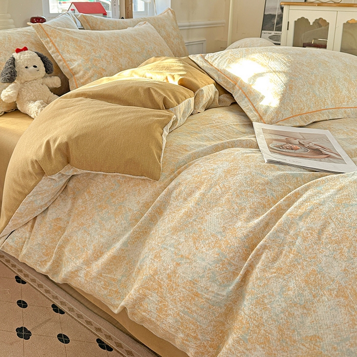 91家纺网 家纺一手货源 找家纺 曲之慕 2026新款全棉纯棉加厚喷气磨毛印花四件套 柔晖