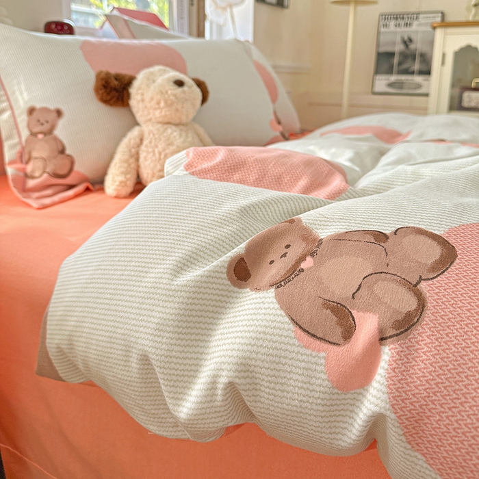 91家纺网 家纺一手货源 找家纺 曲之慕 2026新款全棉纯棉加厚喷气磨毛印花四件套 青枝语