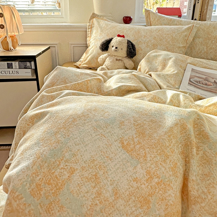 91家纺网 家纺一手货源 找家纺 曲之慕 2026新款全棉纯棉加厚喷气磨毛印花四件套 柔晖