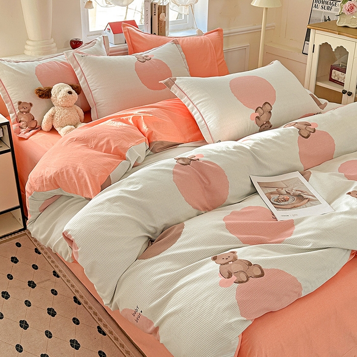 91家纺网 家纺一手货源 找家纺 曲之慕 2026新款全棉纯棉加厚喷气磨毛印花四件套 青枝语